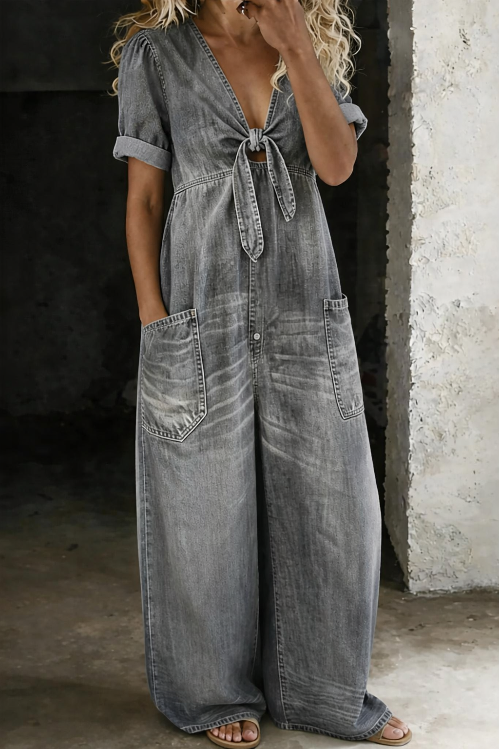 Maya | Denim Jumpsuit with V-Neck