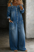 Stephanie | Denim Jumpsuit with Off-the-Shoulder Design