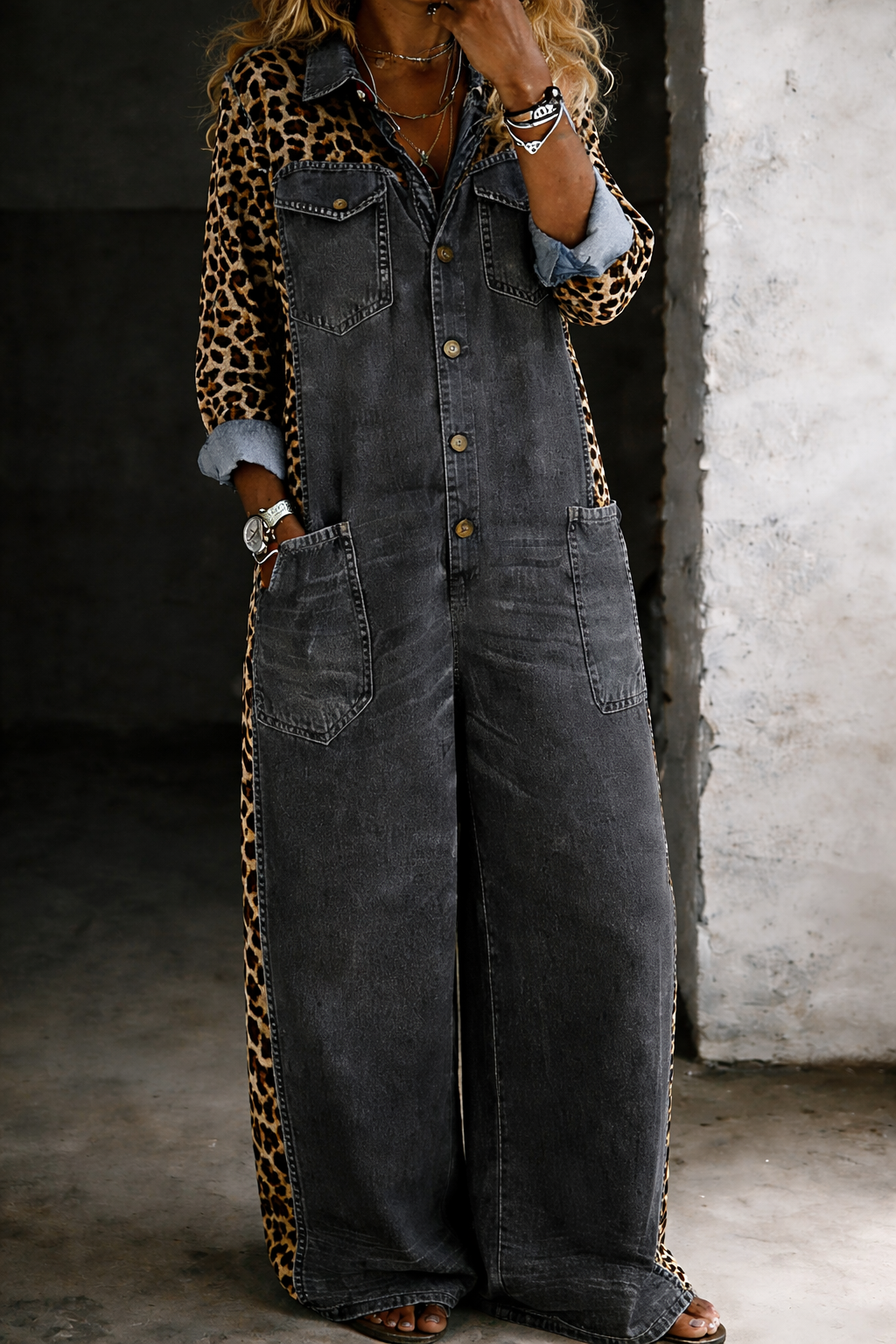 Amara | One Piece Denim Shirt Jumpsuit