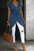 Jessica | V-Neck Denim Wrap Tunic