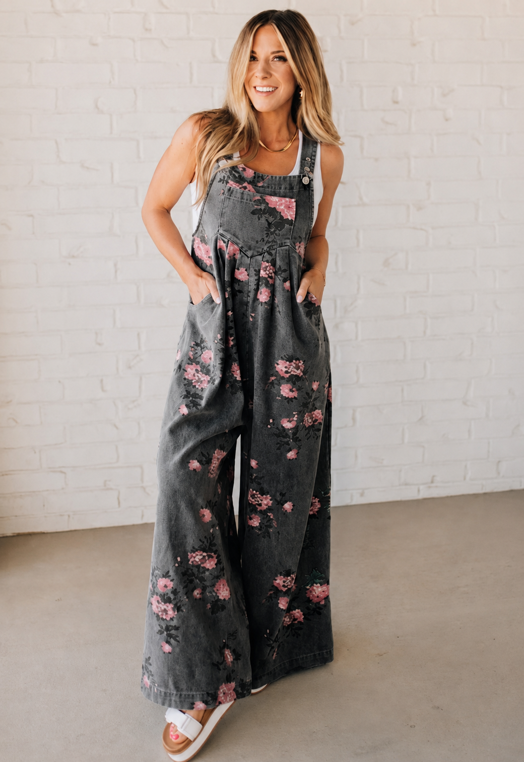 Lilian | Floral Print Denim Overalls
