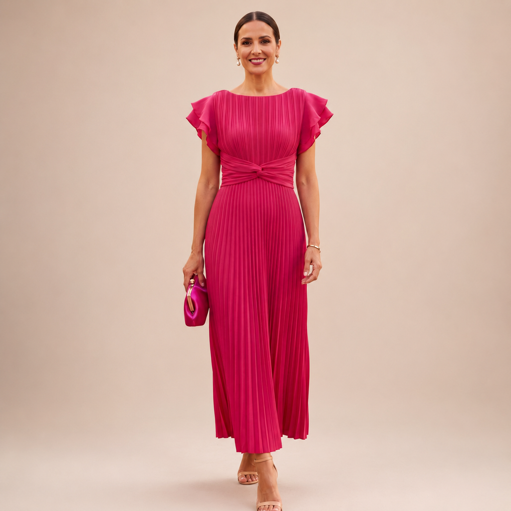 Savannah | Elegant Pleated Maxi Dress with Twist Waist