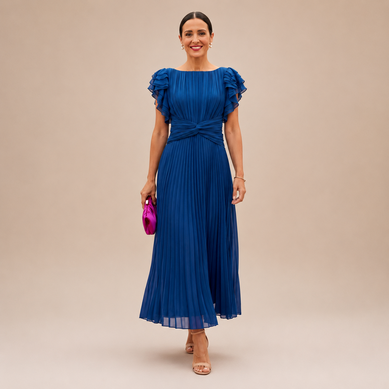Savannah | Elegant Pleated Maxi Dress with Twist Waist