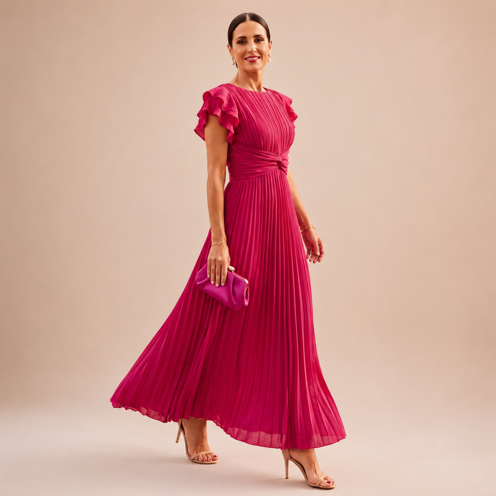 Savannah | Elegant Pleated Maxi Dress with Twist Waist