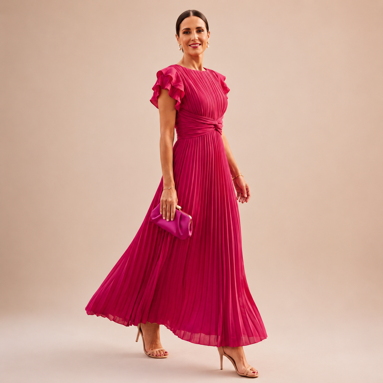 Savannah | Elegant Pleated Maxi Dress with Twist Waist