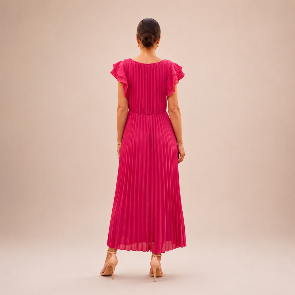 Savannah | Elegant Pleated Maxi Dress with Twist Waist