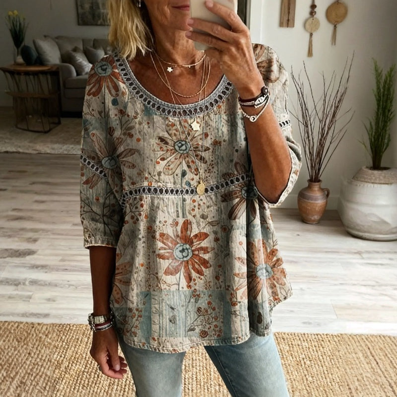 Émilie | Vintage Floral Print Blouse