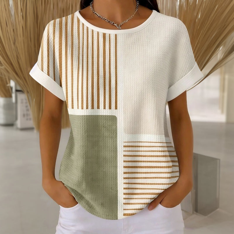 Élina | Striped Color Block T-Shirt