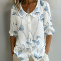 Léa | Casual Blouse with Leaf Pattern