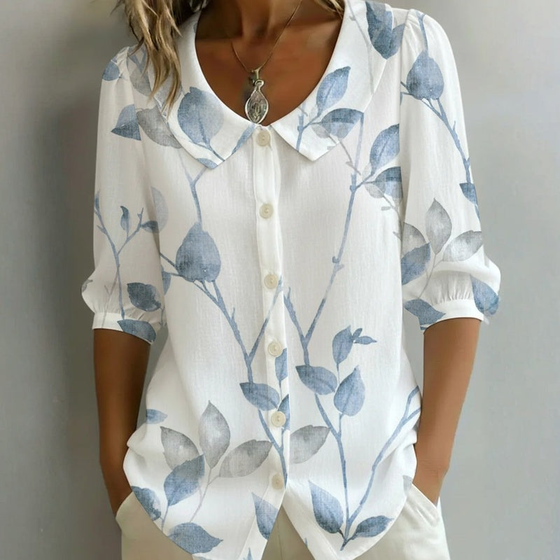 Léa | Casual Blouse with Leaf Pattern