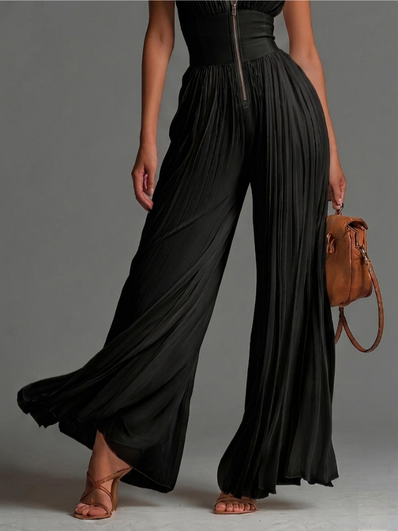 Zsófia Set – Black Pleated Chiffon Set