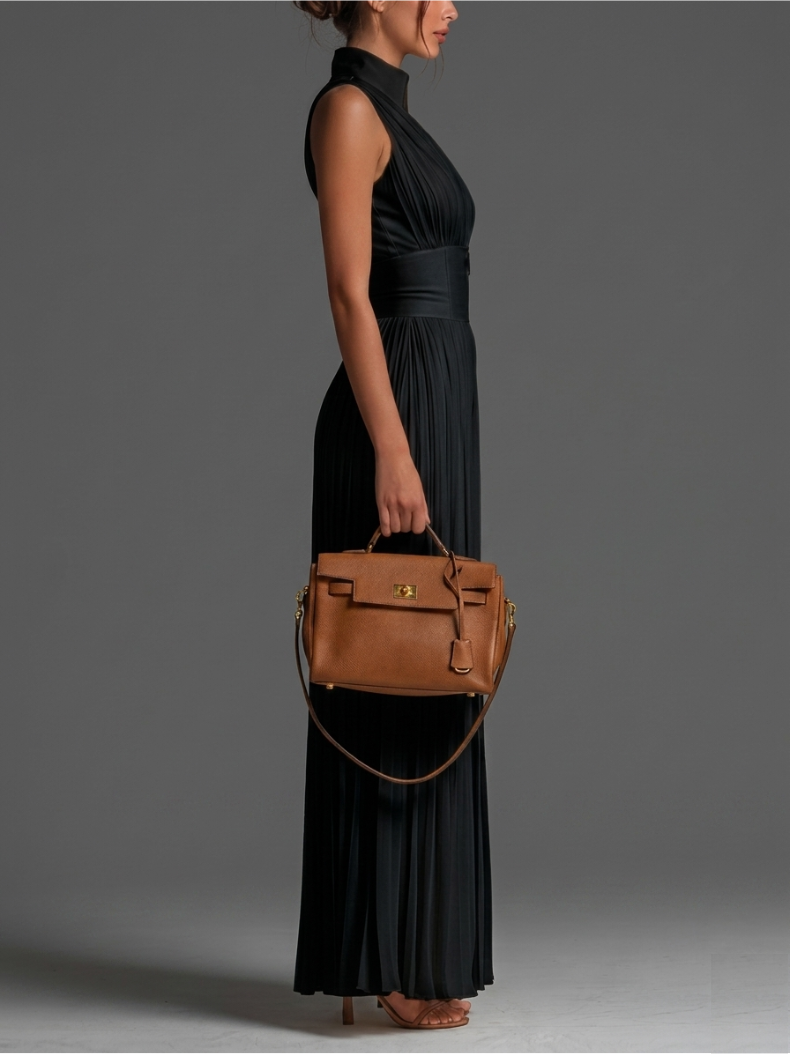 Zsófia Set – Black Pleated Chiffon Set