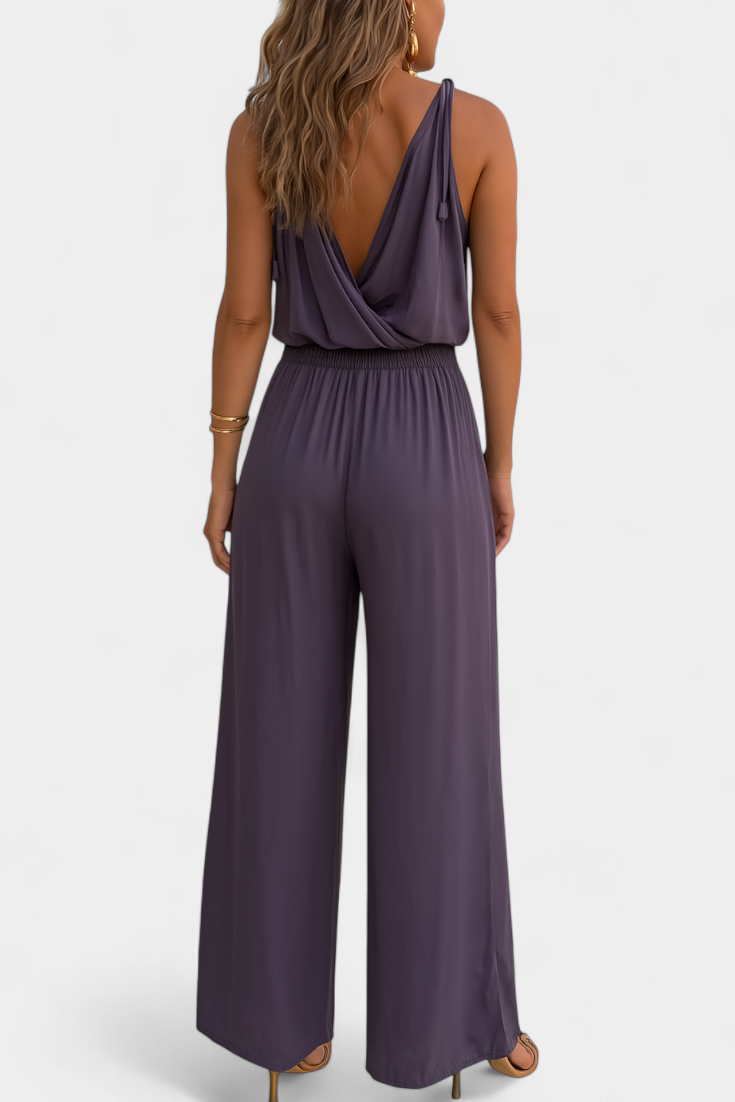 Dona | Unique Jumpsuit with Golden Details and Open Leg