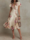 Alba | Floral Ruched Wrap Midi Dress