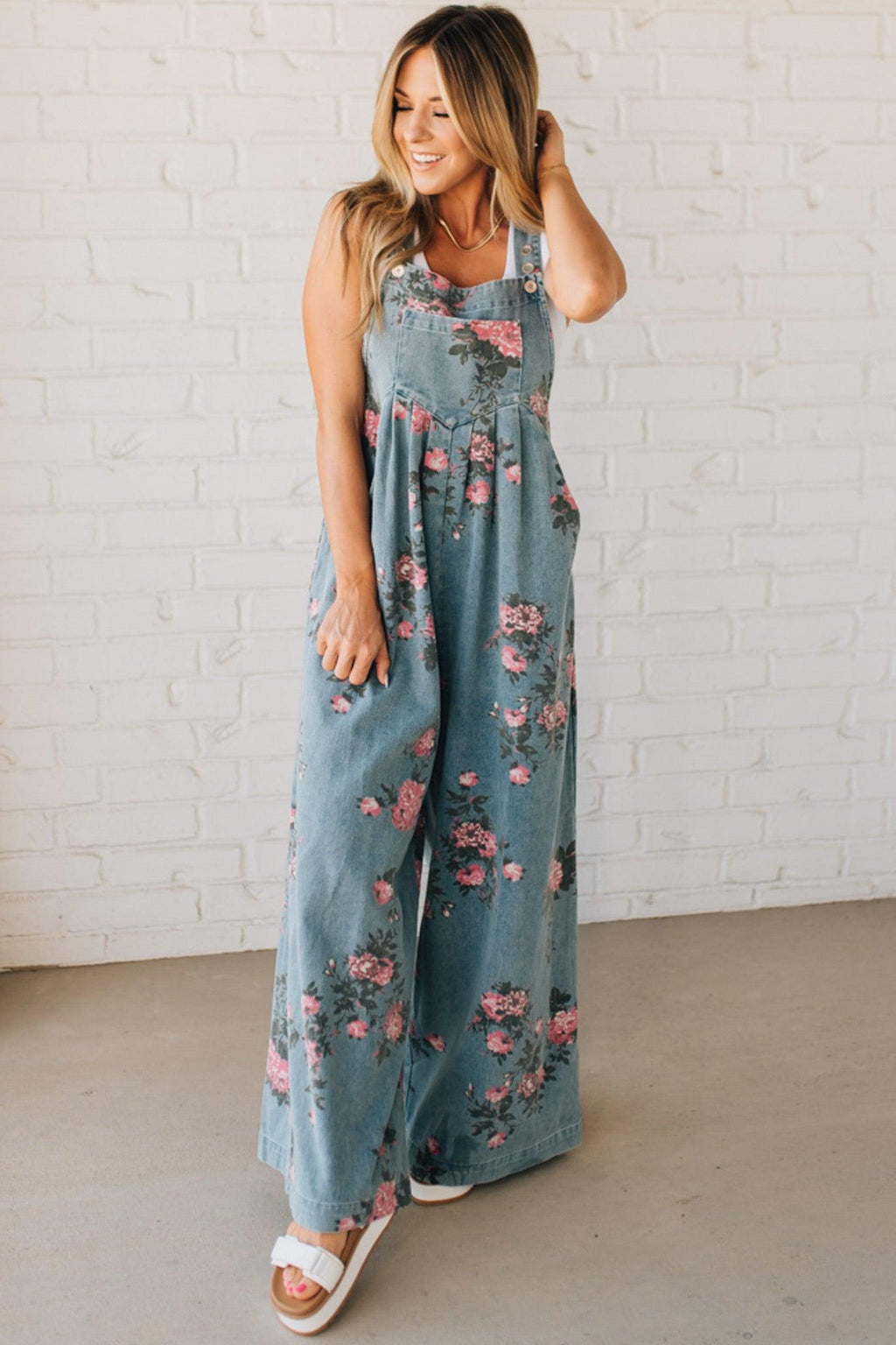 Lilian | Floral Print Denim Overalls