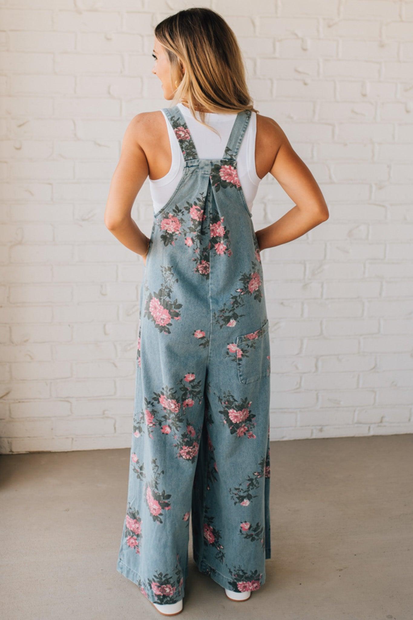Lilian | Floral Print Denim Overalls