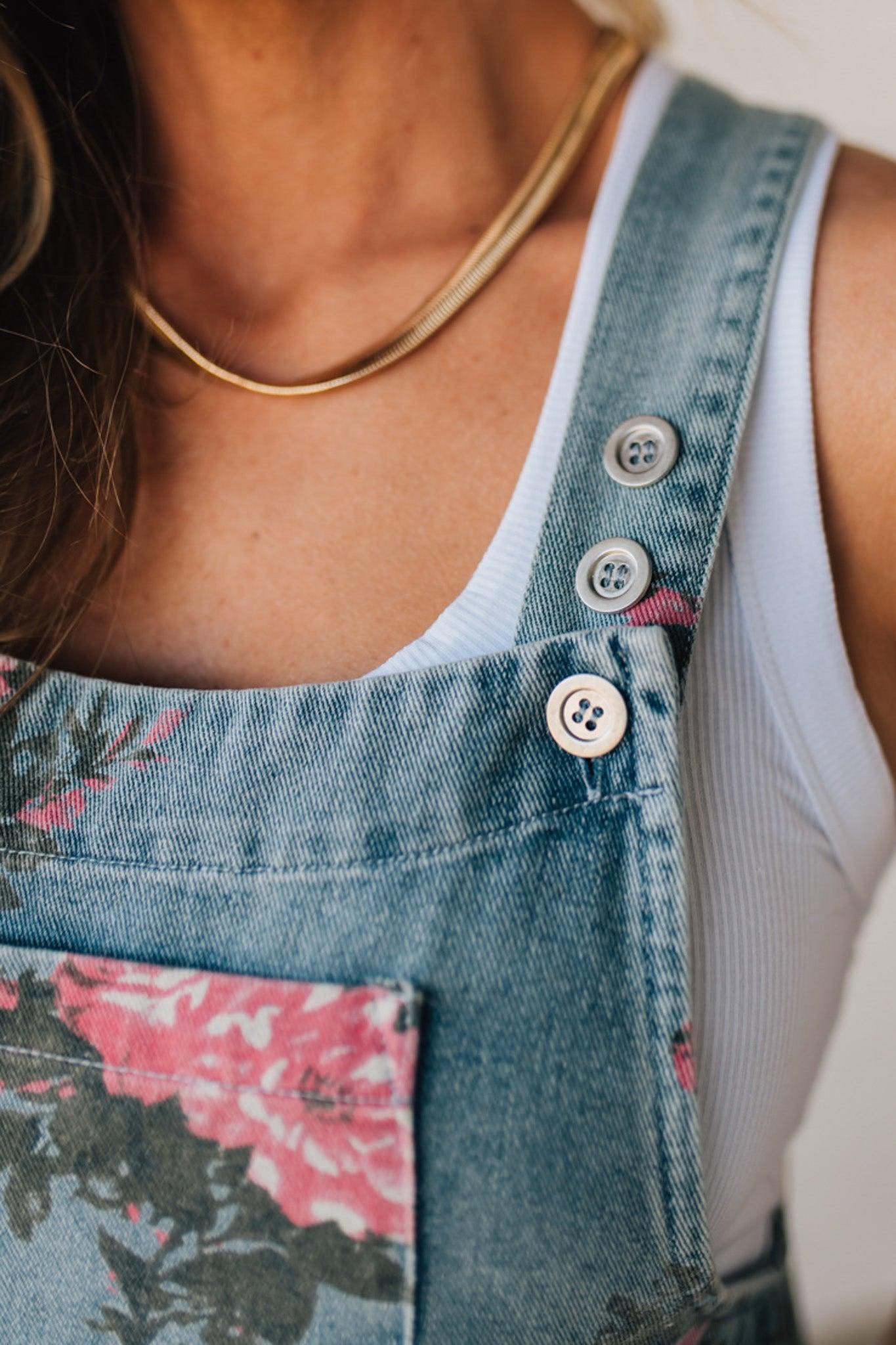 Lilian | Floral Print Denim Overalls