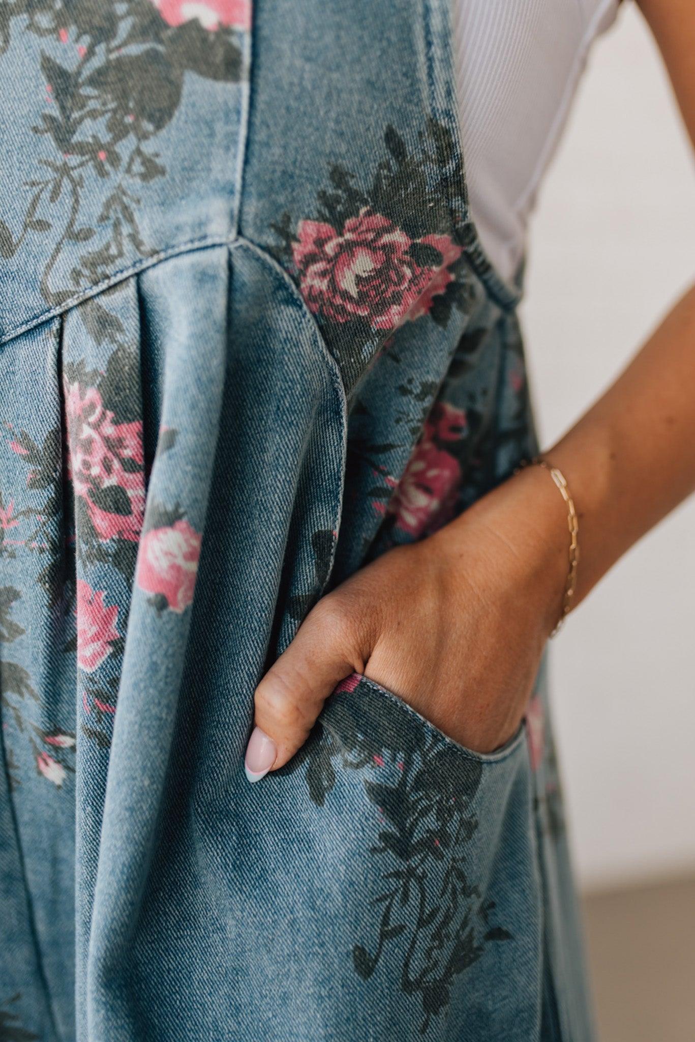 Lilian | Floral Print Denim Overalls