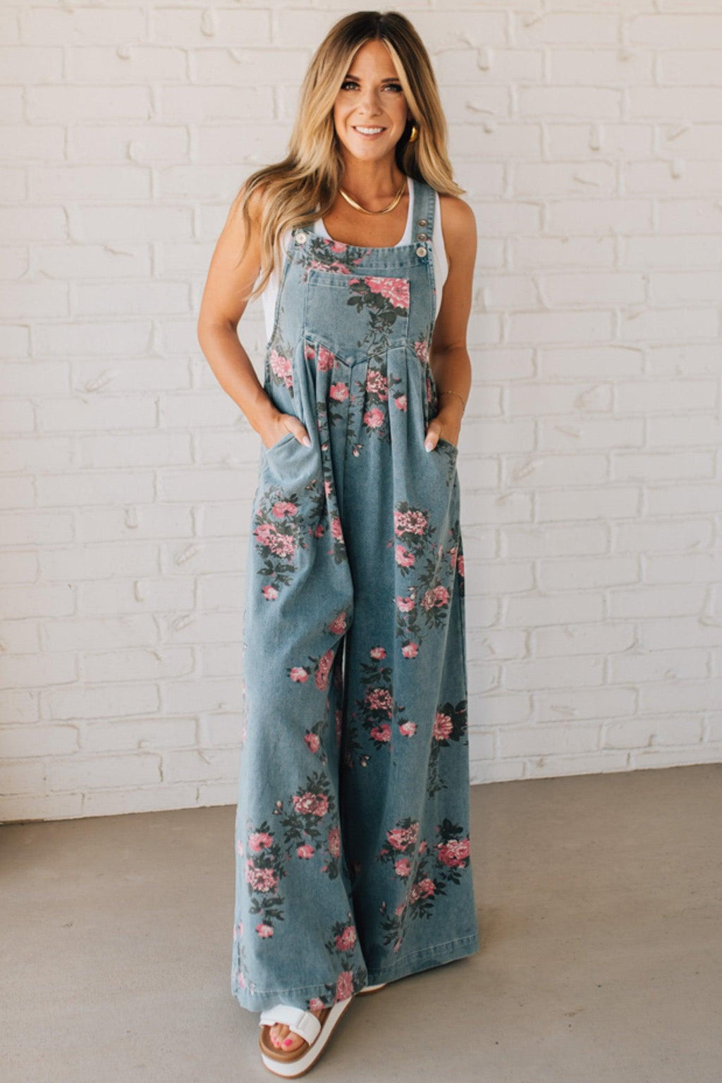 Lilian | Floral Print Denim Overalls