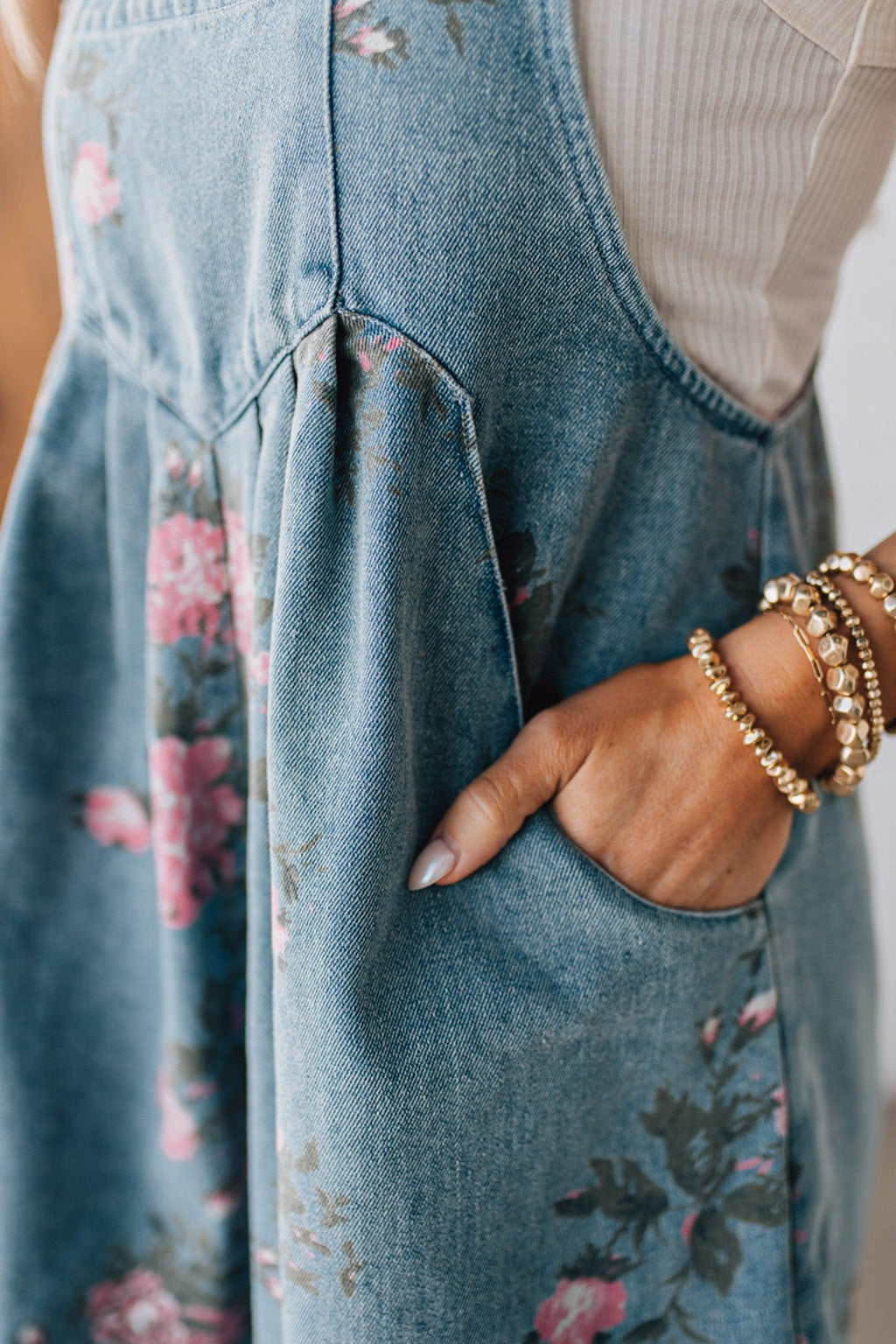 Lumiere | Floral Denim Shortalls