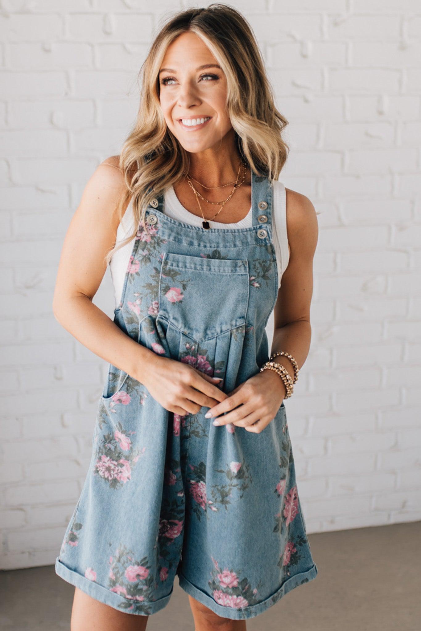 Lumiere | Floral Denim Shortalls
