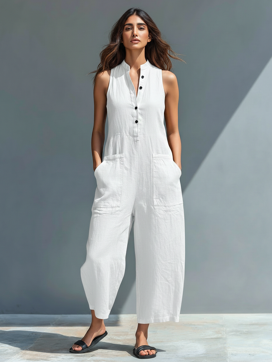 Julia | Sleeveless Linen Jumpsuit