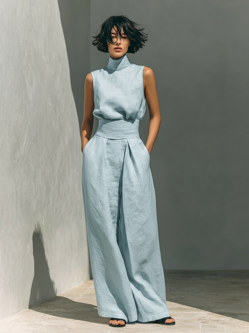 Dorothy | Beige Cotton-Linen Two-Piece Set