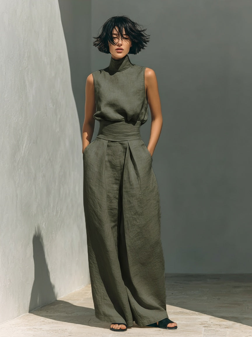 Dorothy | Beige Cotton-Linen Two-Piece Set