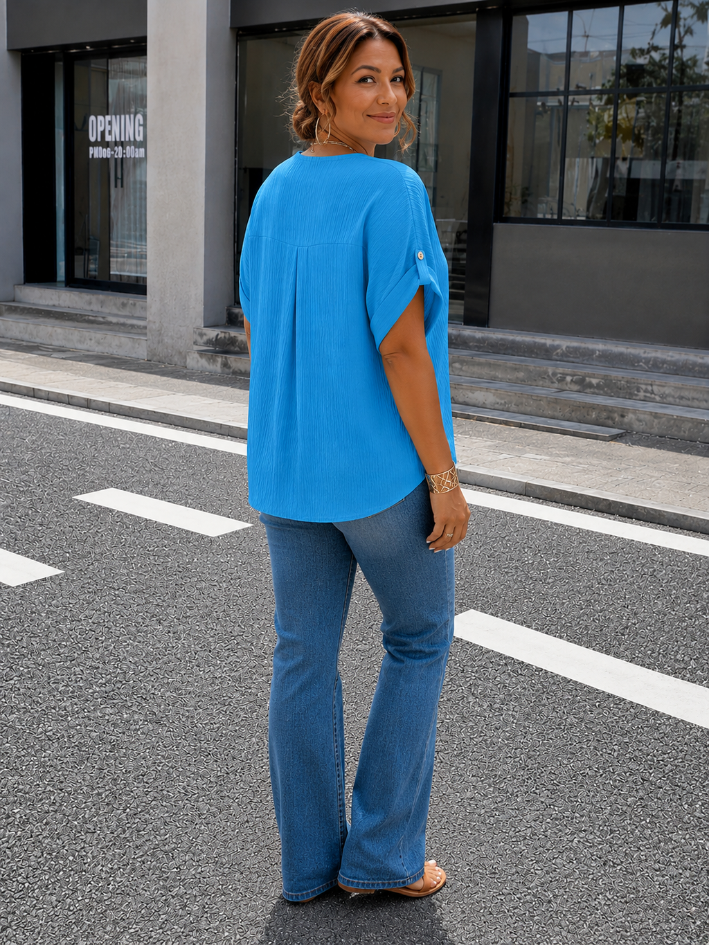 Elaine | Luxe Pleated V-Neck Blouse