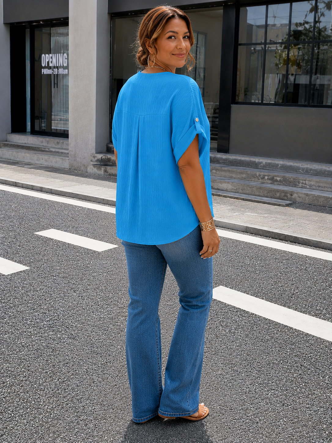 Elaine | Luxe Pleated V-Neck Blouse