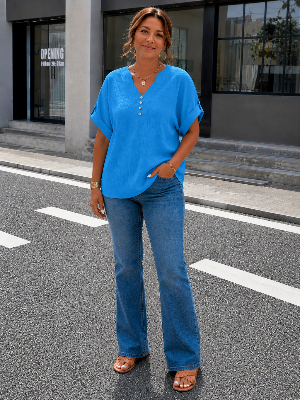 Elaine | Luxe Pleated V-Neck Blouse