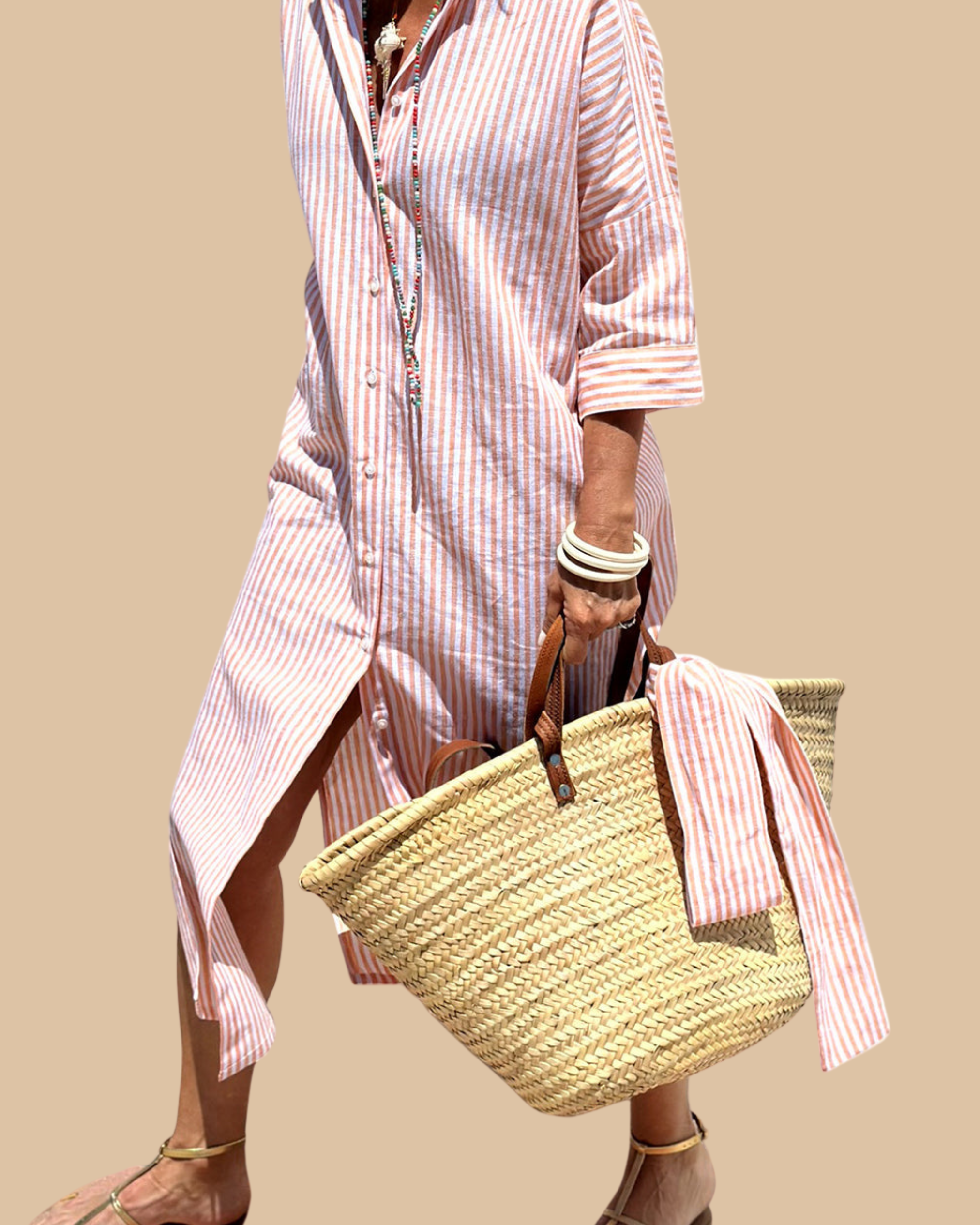 Sunna | Timeless Striped Shirt Dress with Elegant Comfort