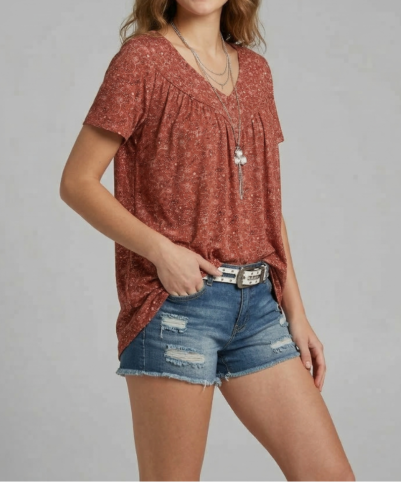 Trisha | Floral V-neck T-shirt