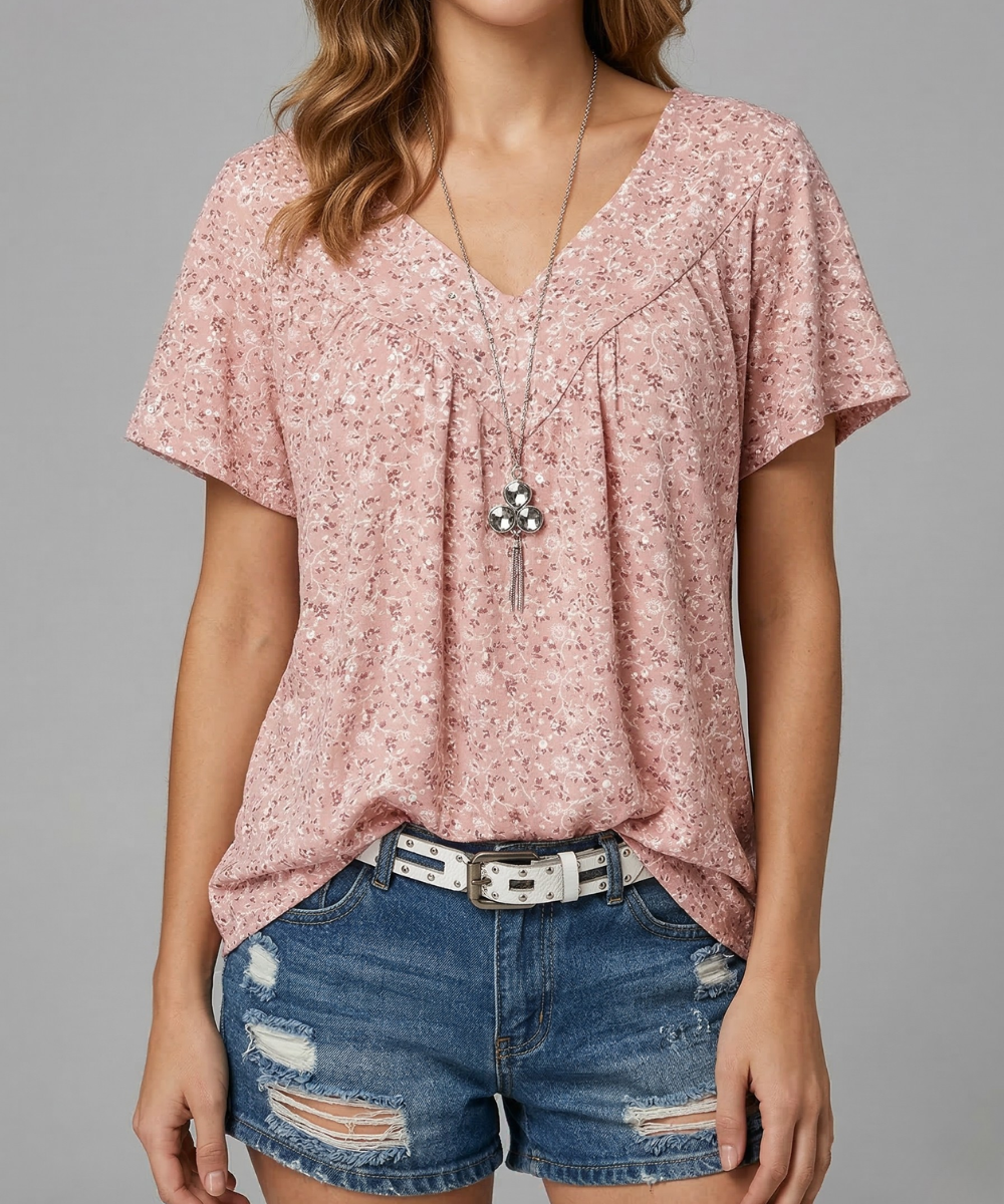 Trisha | Floral V-neck T-shirt