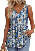 Morgan | Peplum V-Neck Printed Tank Top