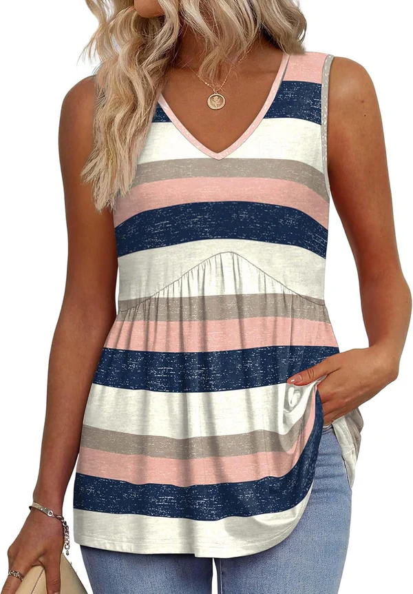 Morgan | Peplum V-Neck Printed Tank Top