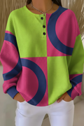 Women's Gradient Pattern Art Print Casual Waffle Sweatshirt