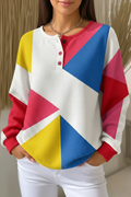 Women's Gradient Pattern Art Print Casual Waffle Sweatshirt