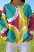 Women's Gradient Pattern Art Print Casual Waffle Sweatshirt