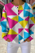 Women's Gradient Pattern Art Print Casual Waffle Sweatshirt