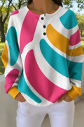 Women's Gradient Pattern Art Print Casual Waffle Sweatshirt