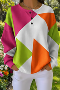 Women's Gradient Pattern Art Print Casual Waffle Sweatshirt