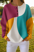 Women's Gradient Pattern Art Print Casual Waffle Sweatshirt