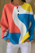 Women's Gradient Pattern Art Print Casual Waffle Sweatshirt