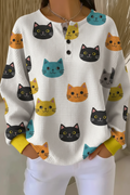 Women's Gradient Pattern Art Print Casual Waffle Sweatshirt
