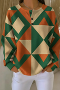 Women's Gradient Pattern Art Print Casual Waffle Sweatshirt