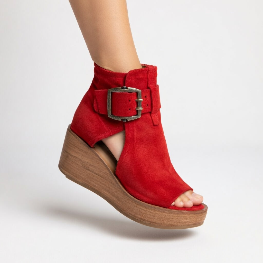 Orélisse  |  Open-toe Wedge Ankle Boots in Modern Style
