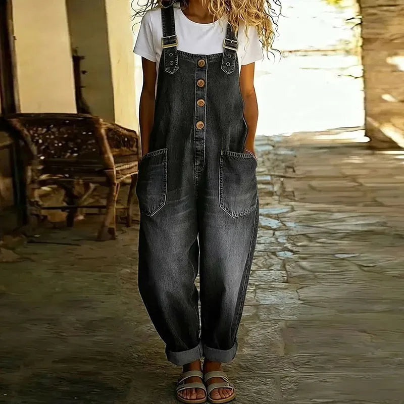 Mae | Vintage soft cotton denim effect overalls