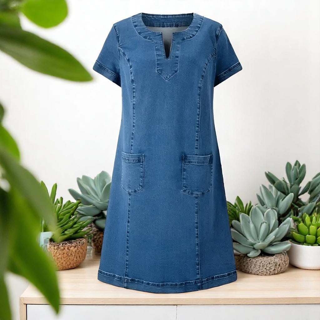 Juliana | Soft Denim Dress with Front Pockets