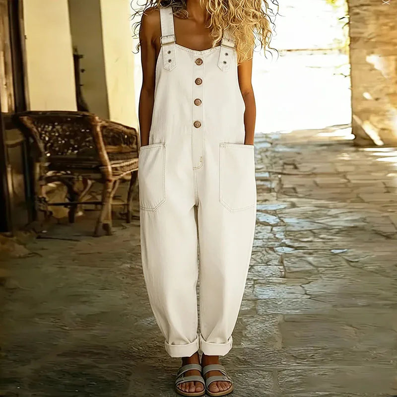 Mae | Vintage soft cotton denim effect overalls